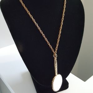 Art Deco Gold Plated Chain with Secret Mirror Pend